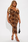 Ready To Prowl Mesh Midi Dress - Leopard