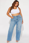 Uptown Stretch High Rise Straight Leg Jeans - Medium Blue Wash