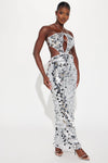 Veronica Halter Sequin Maxi Dress - Silver