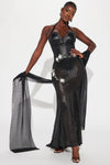 Mika Sheer Maxi Dress - Black