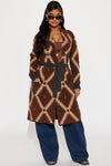 Dallas Printed Cardigan - Brown/combo