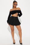 Making Goals Belted Pleated Skort - Black