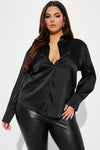 Feelin' Popular Satin Shirt - Black