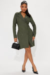 Sarah Stretch Blazer Mini Dress - Olive