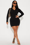 Vivianna Long Sleeve Mini Dress - Black