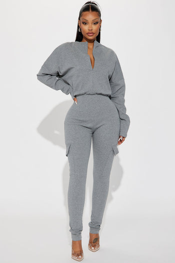 Journey Together 2 Pc Jumpsuit - Charcoal, Fashion Nova, Jumpsuits