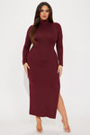 Monique Ribbed Maxi Dress - Wine