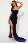 Maria Embellished Velvet Maxi Dress - Navy