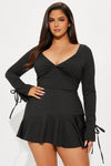 So Perfect Sculpt Ruffle Mini Dress - Black