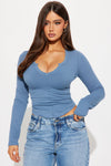 Here To Stay Ribbed Top - Blue