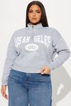 Los Angeles Half Zip Sweatshirt - Heather Grey