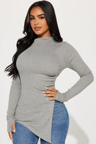 Harmony Ribbed Top - Heather Grey