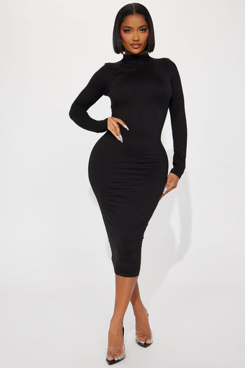 Kora Midi Dress - Black, Fashion Nova, Dresses