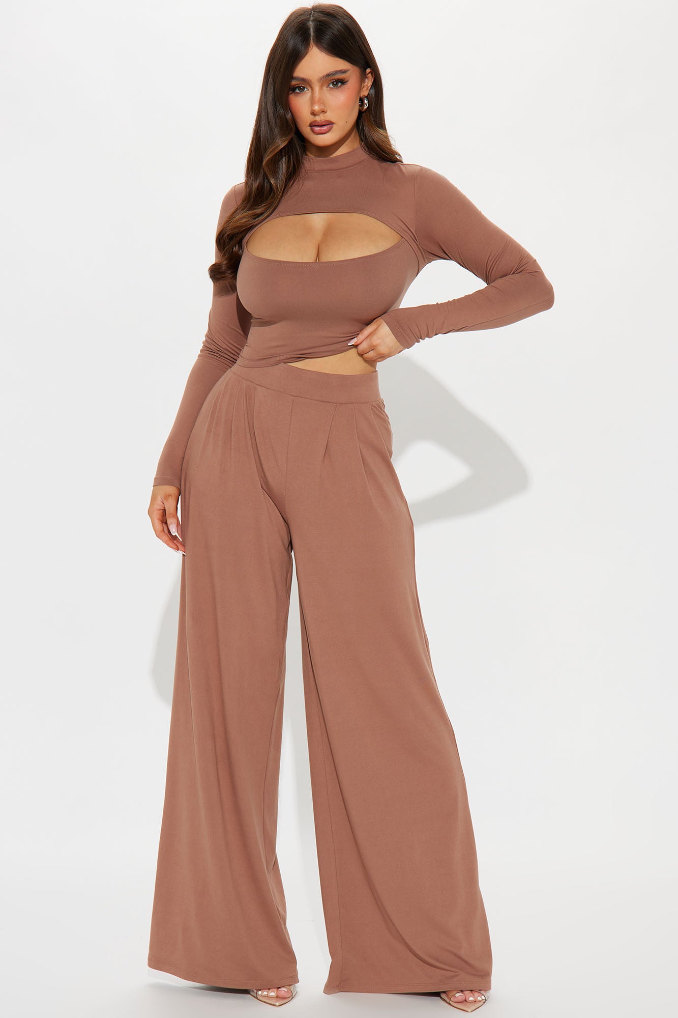 【MODIMOOD】SIE SNAP 3-WAY WIDE COTTON PANTS Jolene Wide Leg in Toasted Almond