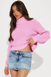 Delvina Turtleneck Sweater - Pink