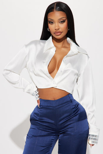 Fancy Feels Vest Top - White, Fashion Nova, Shirts & Blouses