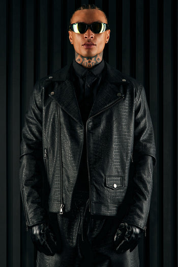 Men's Its A Vibe Faux Leather Snake Skin Jacket Combo in Grey Size XL by Fashion Nova