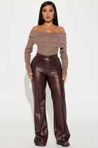 Call It Even Faux Leather Dress Pants - Chocolate