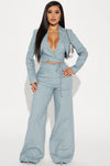 Business Calls Blazer Pant Set - Light Blue