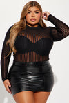 Myrah Long Sleeve Mesh Top - Black