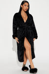 Self Care Plush PJ Robe - Black