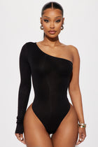 Zoey One Shoulder Bodysuit - Black