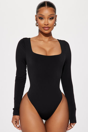 Womens Table Service Deep V Bodysuit in Black size 2X by Fashion Nova