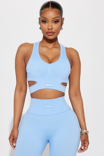 Effortless Aurora Ribbed Seamless Top - Light Blue, Fashion Nova, Nova  Sport