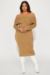 Vivien Sweater Midi Dress - Tan