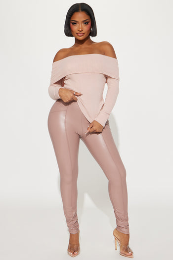 No Love Faux Leather Moto Legging - Blush, Fashion Nova, Leggings