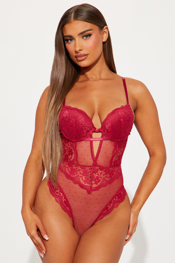 Candid Moment Corset Bodysuit - Red