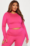 Warm Up Elevate Long Sleeve Active Top - Fuchsia