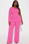 Stassi One Shoulder Jumpsuit  - Fuchsia