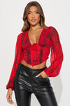 Sign Of The Times Corset Top - Red/Black