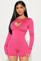 Stole Your Heart Romper - Fuchsia