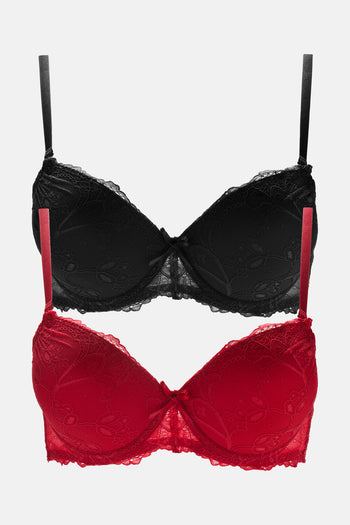 Western Fashion 2982-RED Tribal Bra with Pendent, Black & Red - One Size