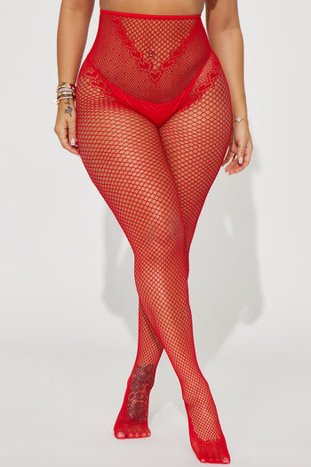 Caught You Looking Sheer Fishnet Tights - Red, Fashion Nova, Lingerie &  Sleepwear