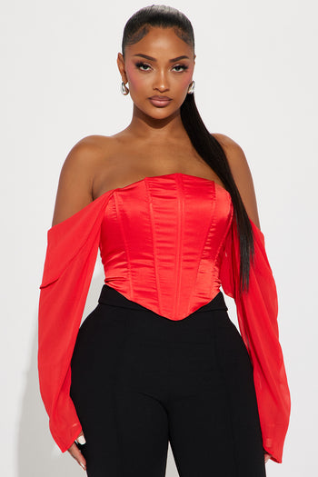 Celine Crop Top - Red, Fashion Nova, Basic Tops & Bodysuits