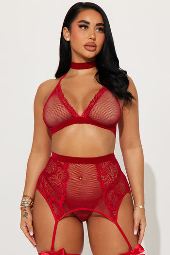 Valentina Lace Garter 3 Piece Set - Orange, Fashion Nova, Lingerie &  Sleepwear