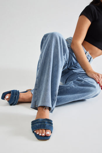 Yara Platform Flip Flops - Denim, Fashion Nova, Shoes
