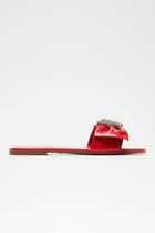 What The Heart Wants Embellished Flat Sandals - Red