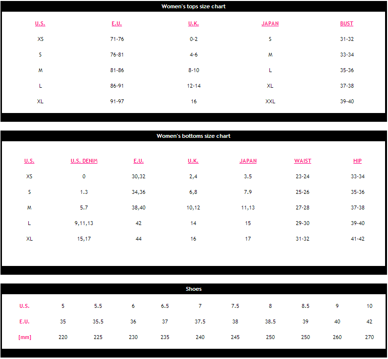 Fashion Measurement Chart