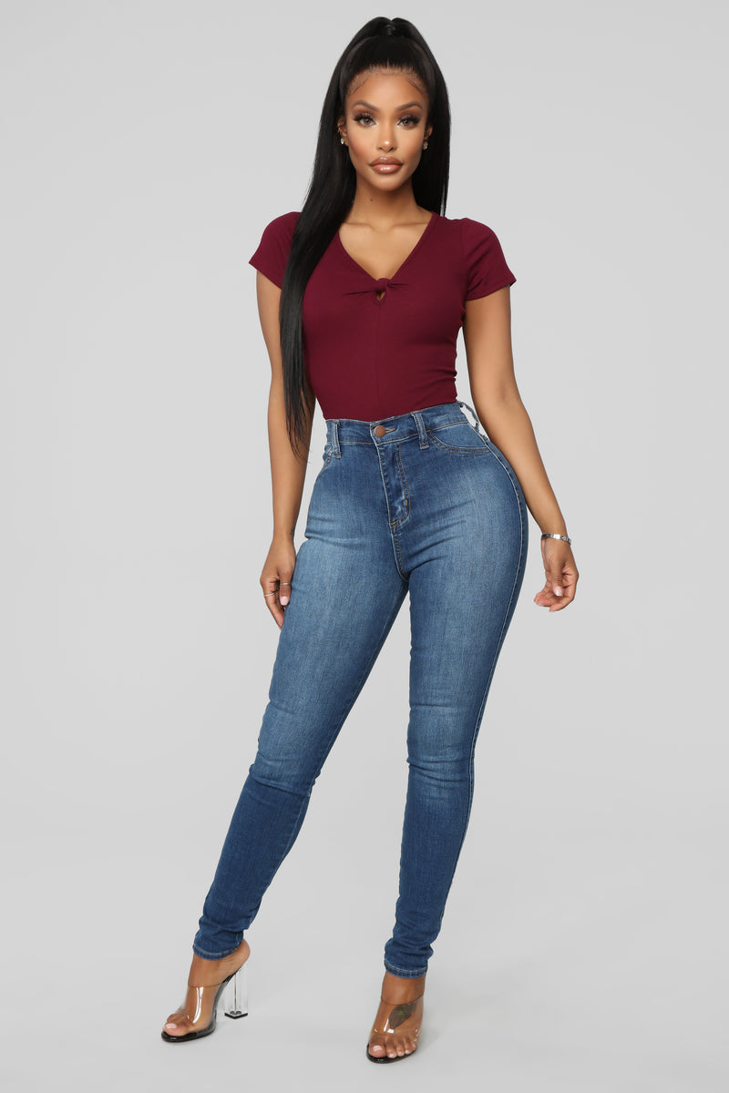 Knotted V Neck Tee - Purple | Fashion Nova, Basic Tops & Bodysuits ...