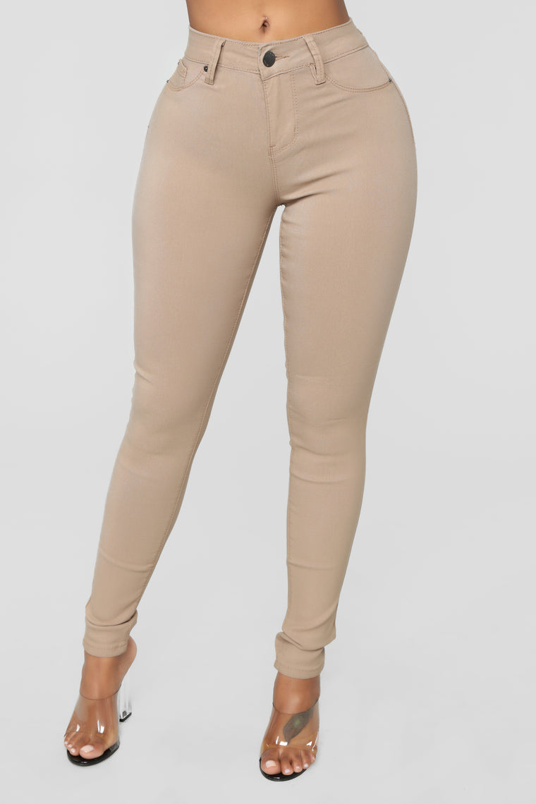 Hyperstretch Skinny Pants - Tan, Pants 