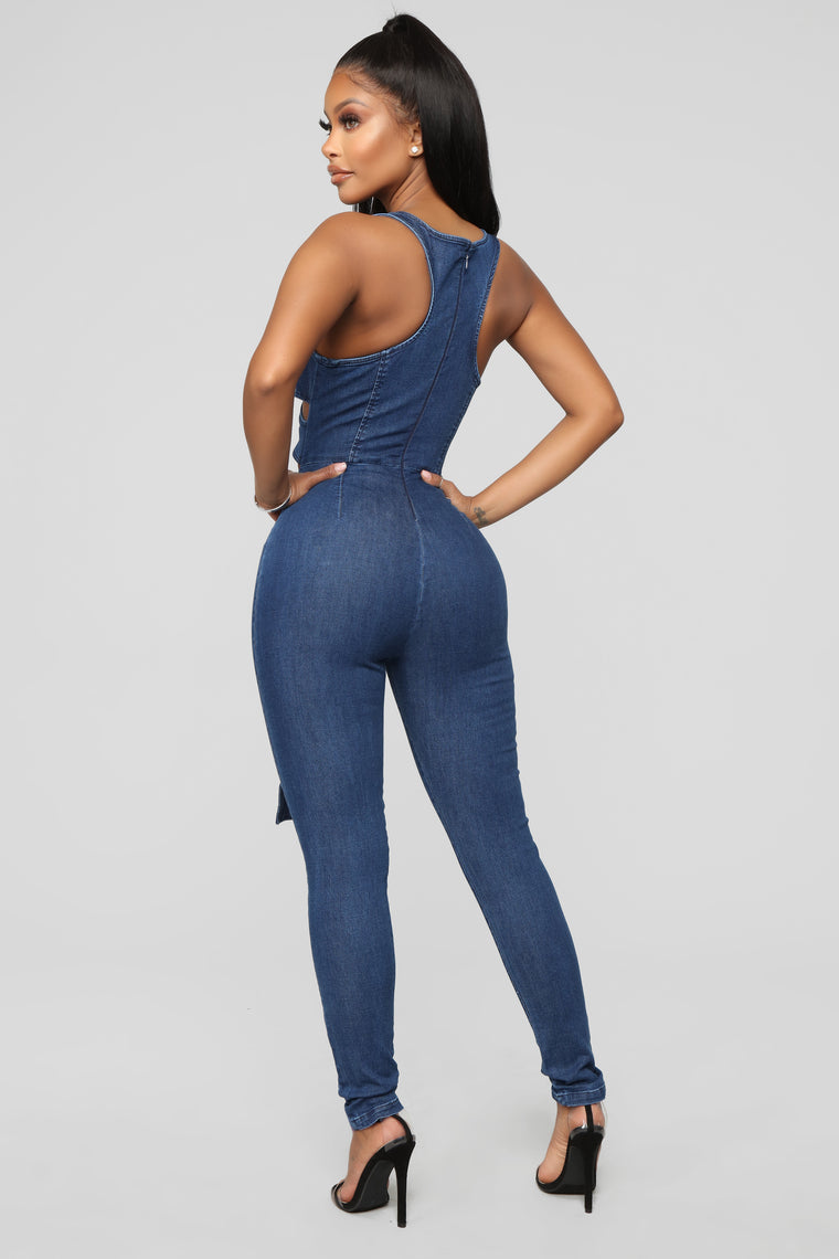 denim jumpsuit fashion nova