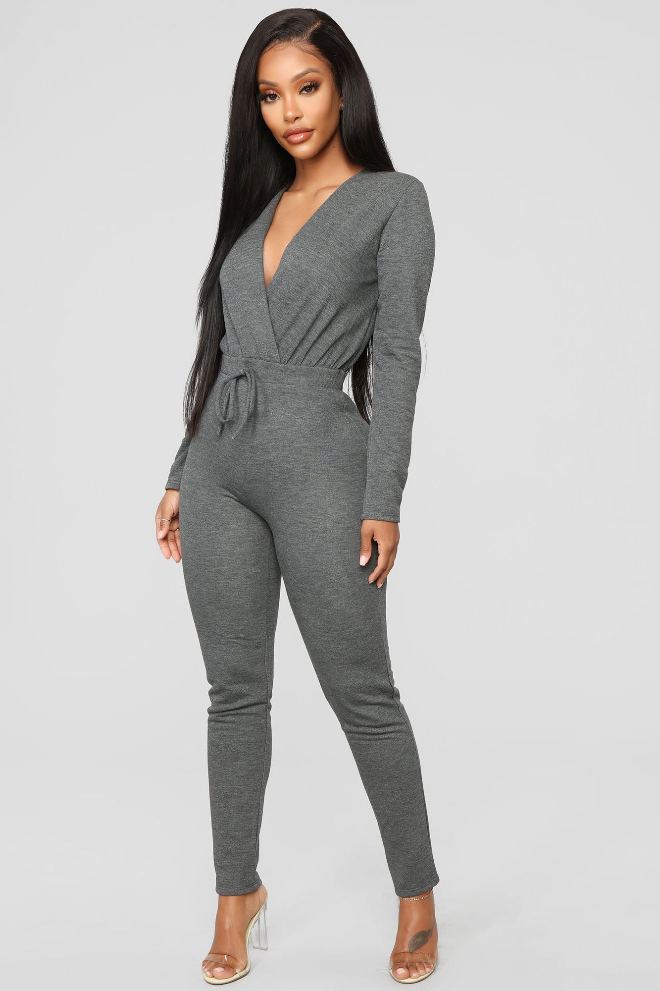 Anberlin French Terry Jumpsuit - Charcoal – Fashion Nova