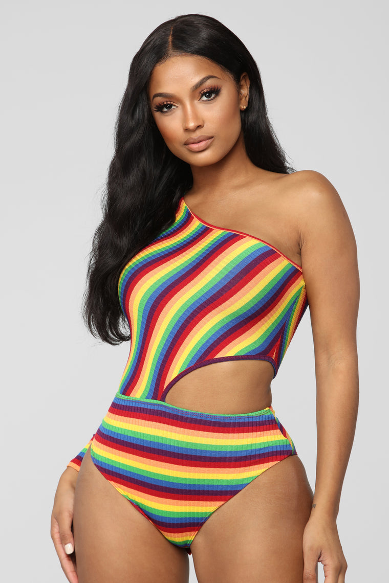 solid and striped lemon swimsuit