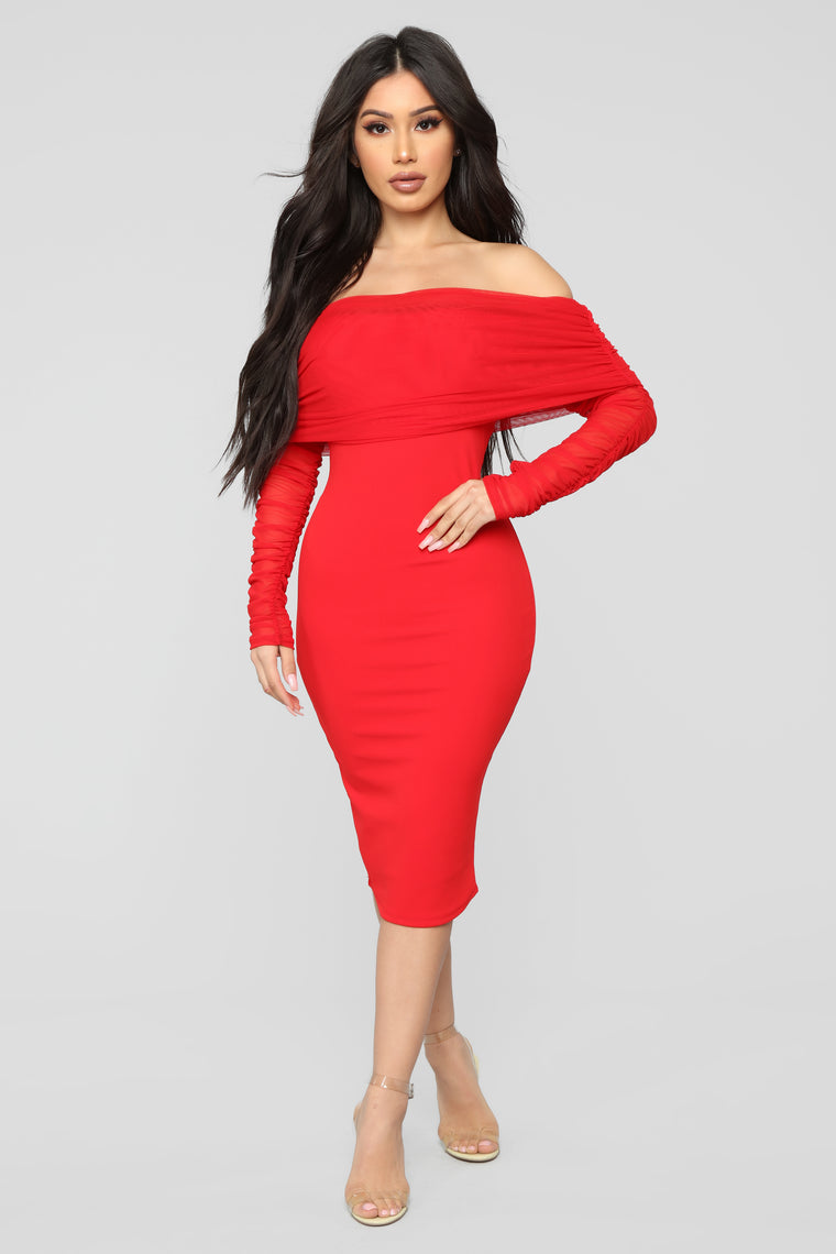 Take Me On A Dinner Date Dress - Red 