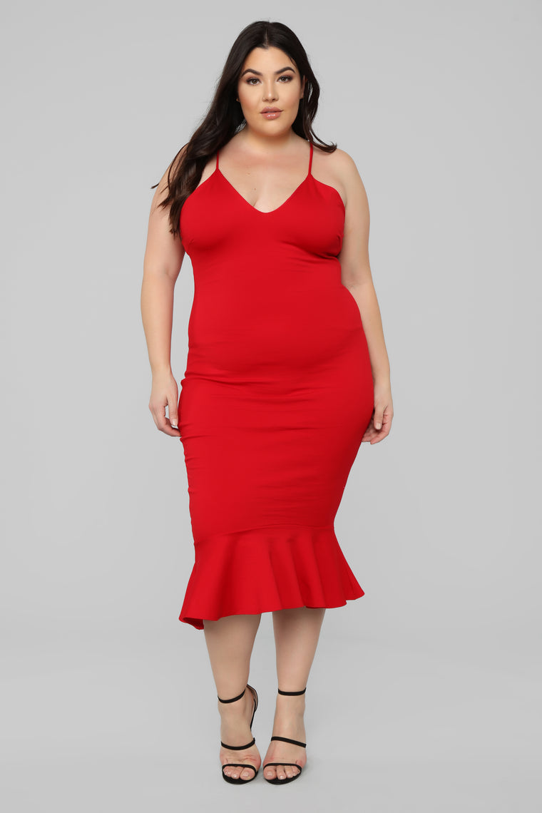 Playing The Game Midi Dress - Red