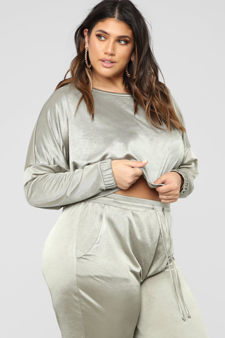 satin jogger set